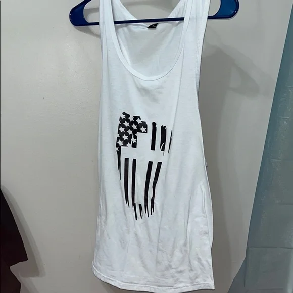 White Tank Top w/ Black Flag Graphic - Picture 1 of 2